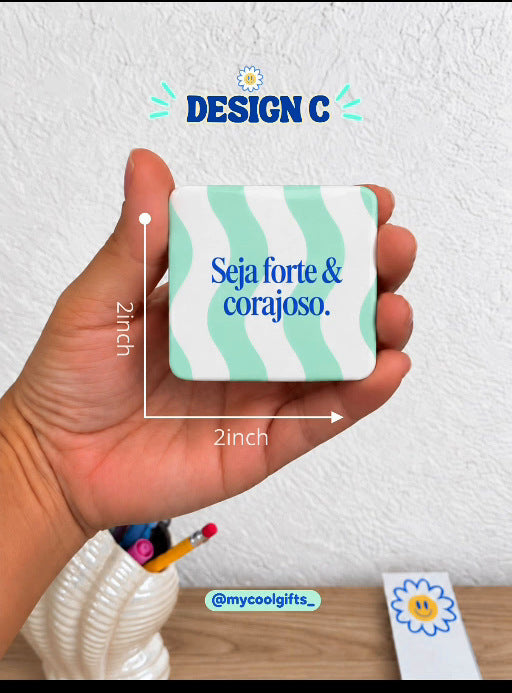 Portuguese inspirational square magnet design C mint green